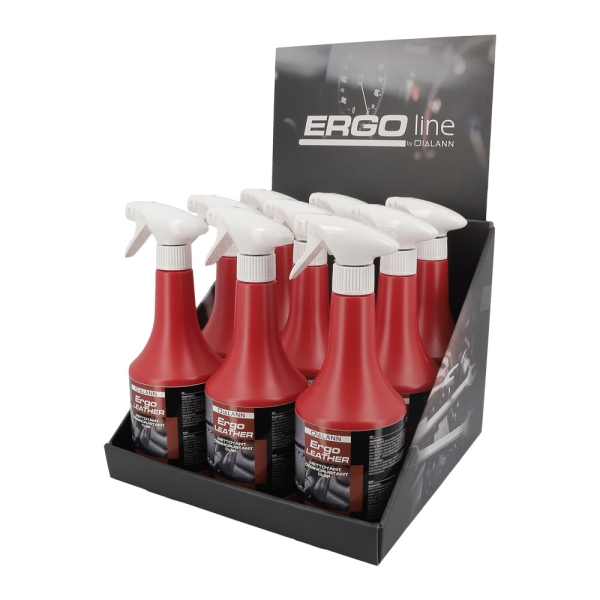 Lot de 9 nettoyants désincrustant cuir ERGO LEATHER avec présentoir